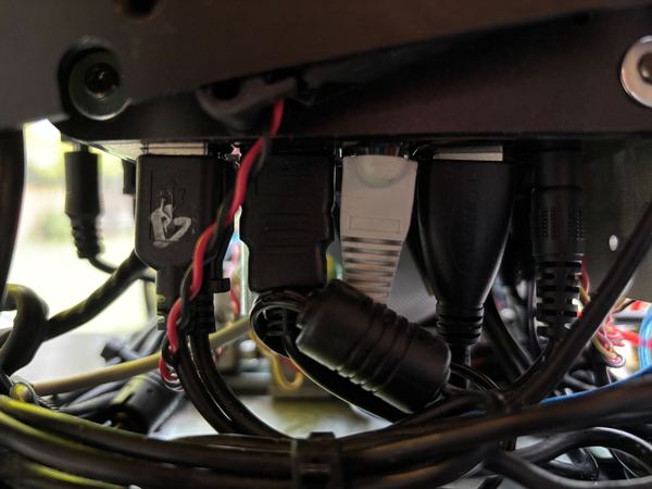 Wiring in the base of a 3D printer during repair