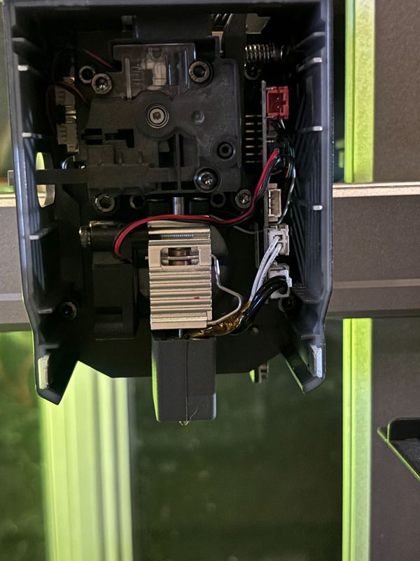 3D printer toolhead removed for hotend service