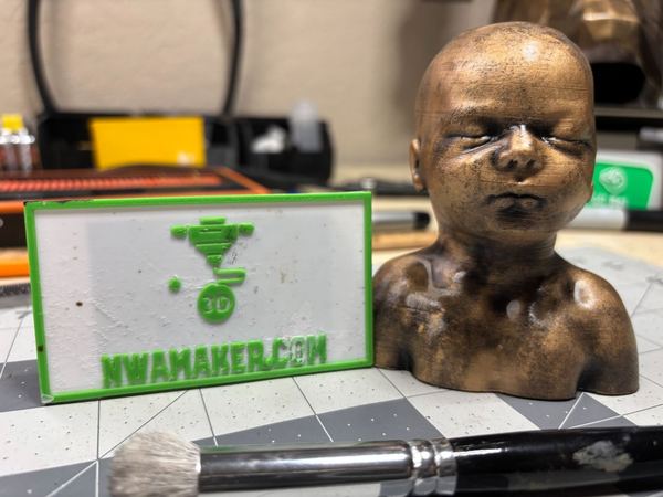 Baby sculpture made from an ultrasound
