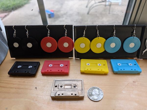 Cassette and record earrings
